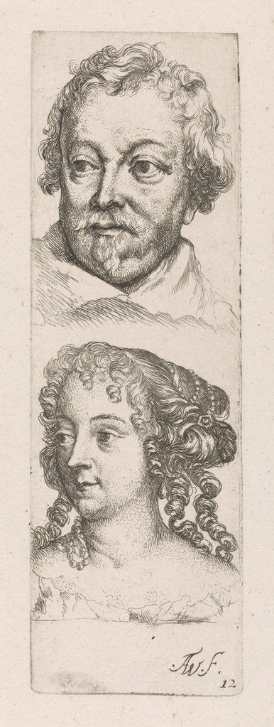 Detail of Heads of a man and woman, Augustinus Terwesten I by Anthony van Dyck