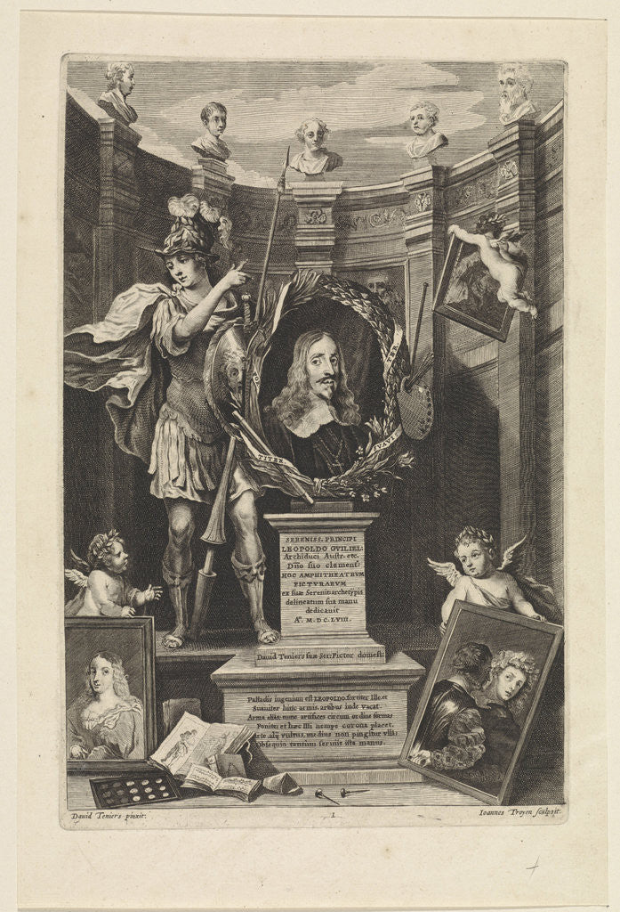 Detail of Portrait of Archduke Archduke Leopold Wilhelm of Austria as an art collector by landvoogd der Zuidelijke Nederlanden Leopold Willem