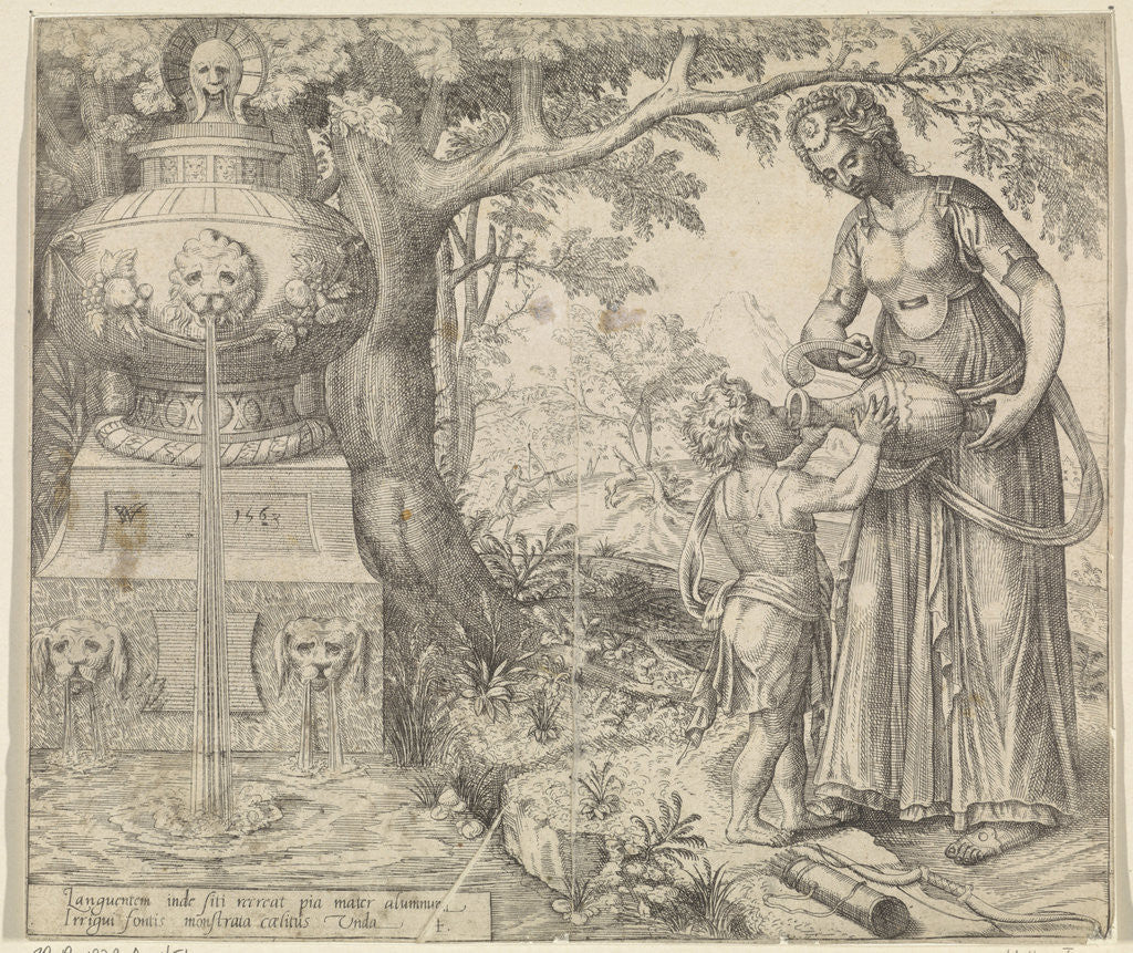 Detail of Hagar gives drink Ishmael by Willem Thibaut