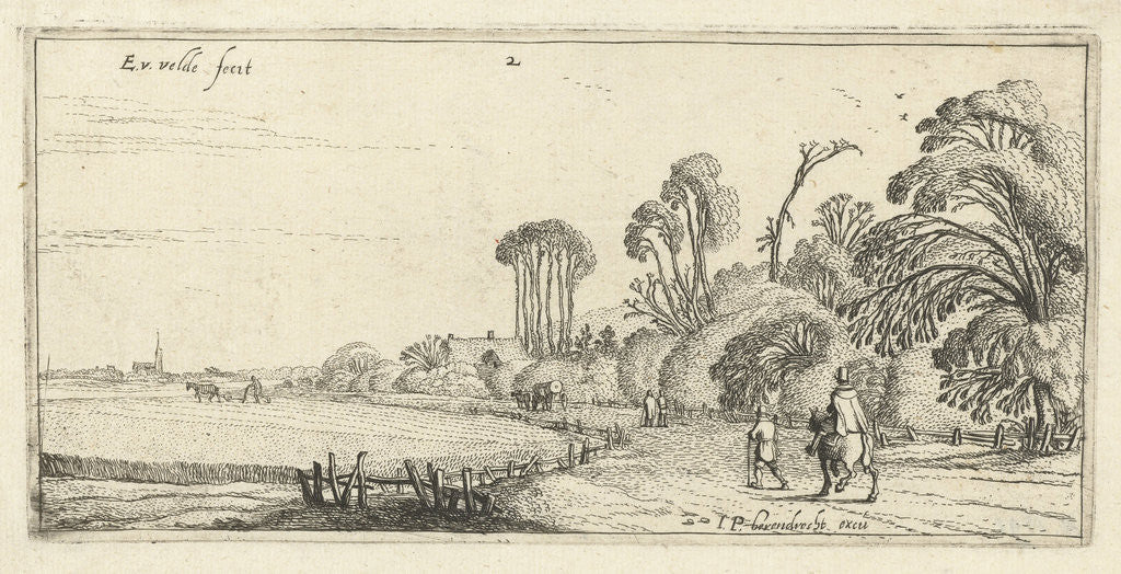 Detail of Hikers on a road at Hillegom by Esaias van de Velde
