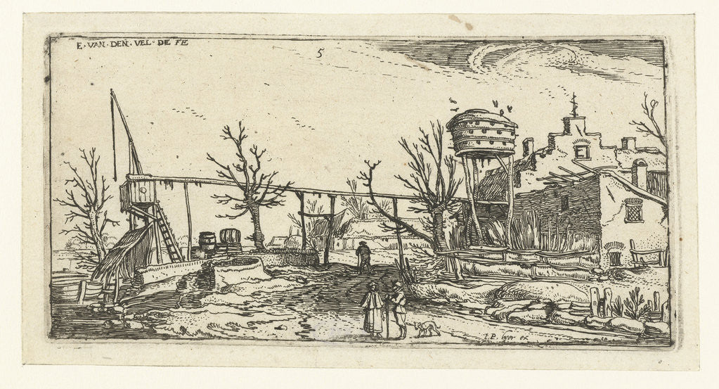 Detail of Landscape with a brewery by Esaias van de Velde