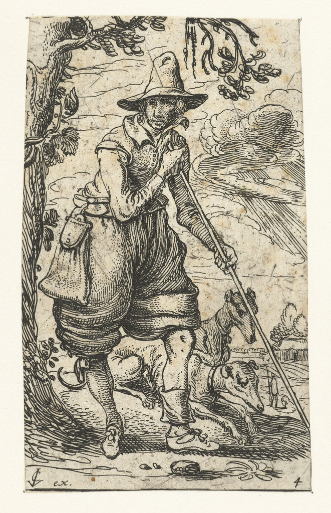 Detail of Hunter with two dogs by Claes Jansz. Visscher II