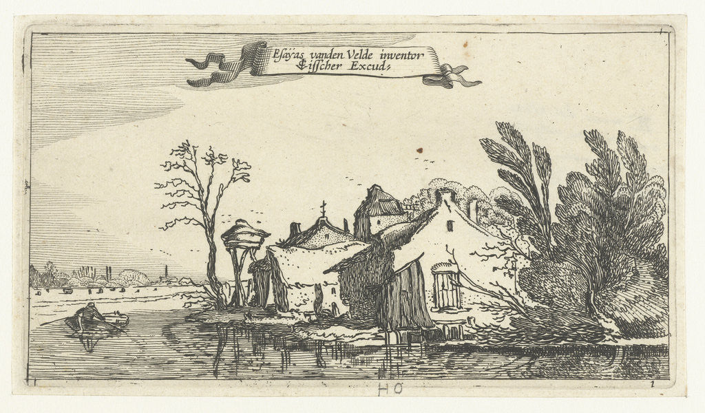 Detail of Farm with dovecote on a river by Claes Jansz. Visscher II