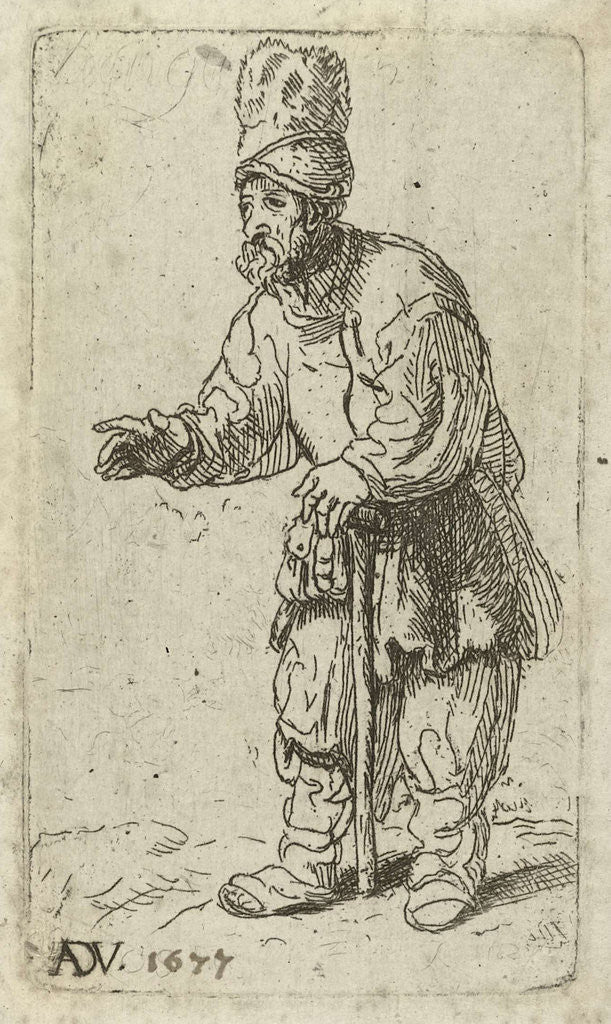 Detail of Beggar with high hat, Anthony de Vos by Rembrandt Harmensz. van Rijn