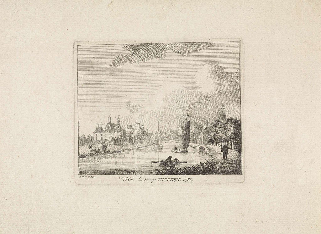 Detail of View of Ancient Pillars, on the River Vecht by Justus de Waal