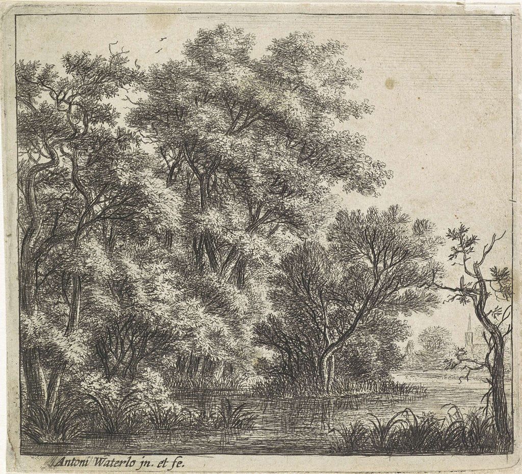 Detail of Wooded Island by Anthonie Waterloo