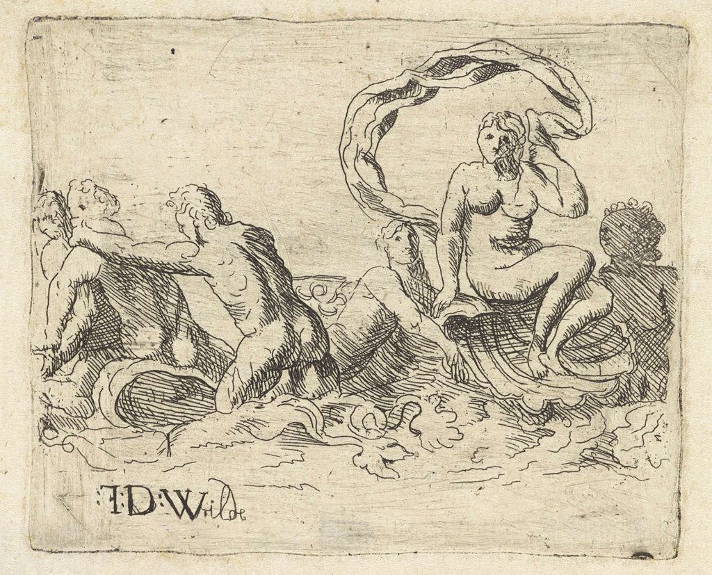 Detail of sea gods and nymphs in the surf, Franz de Wilde by Franz de Wilde