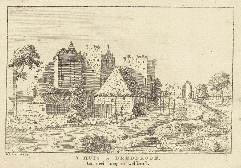Detail of View of Castle Brederode Santpoort by Pieter van Winkel