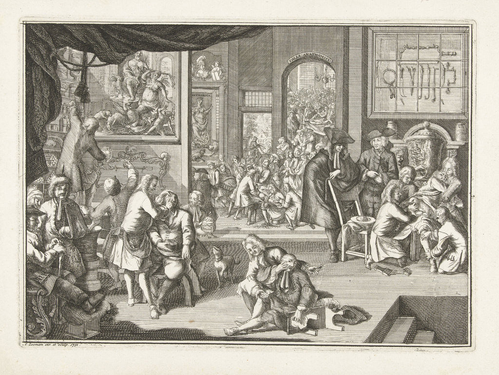 Detail of The Guild of Surgeons The workshop, 1731 by Abraham Zeeman