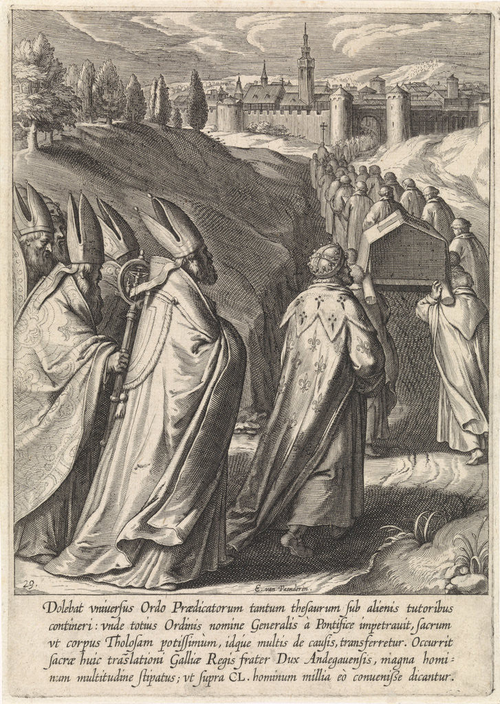 Detail of Coffin of Thomas Aquinas is brought to the Dominican church of Toulouse by Otto van Veen