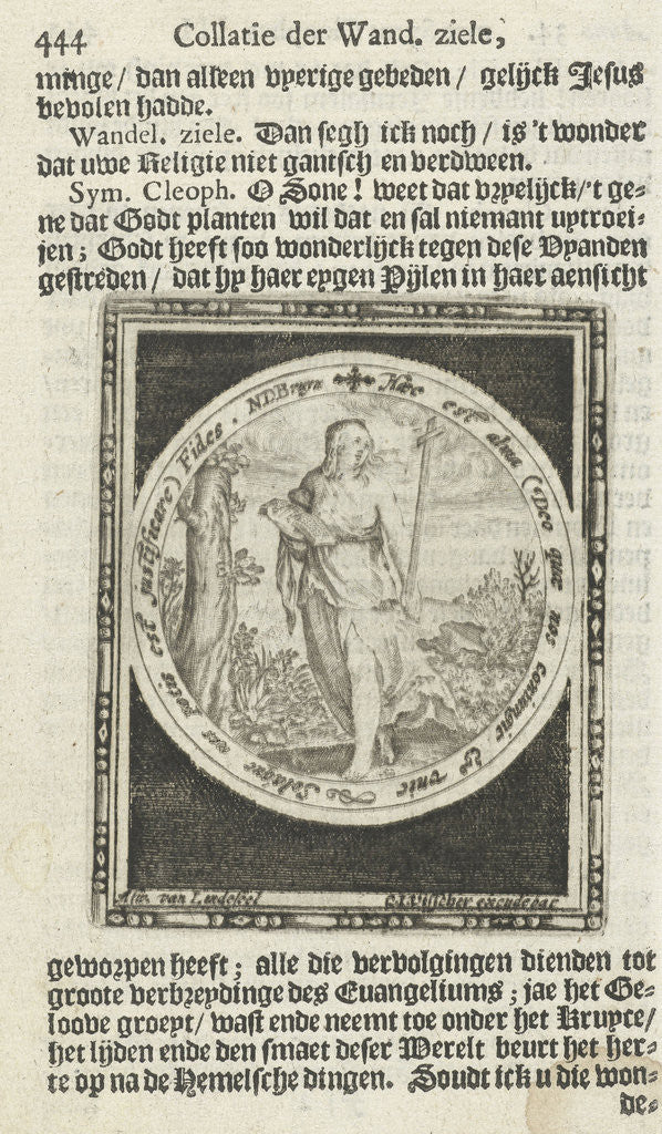 Detail of Faith with cross and bible in medallion by Nicolaes de Bruyn