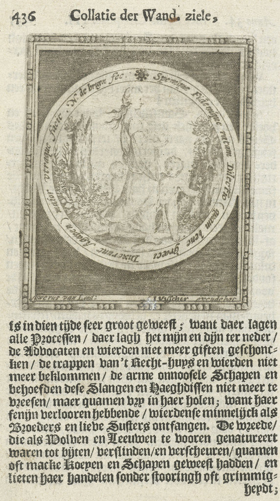 Detail of Love (Charity) with two children in locket by Nicolaes de Bruyn