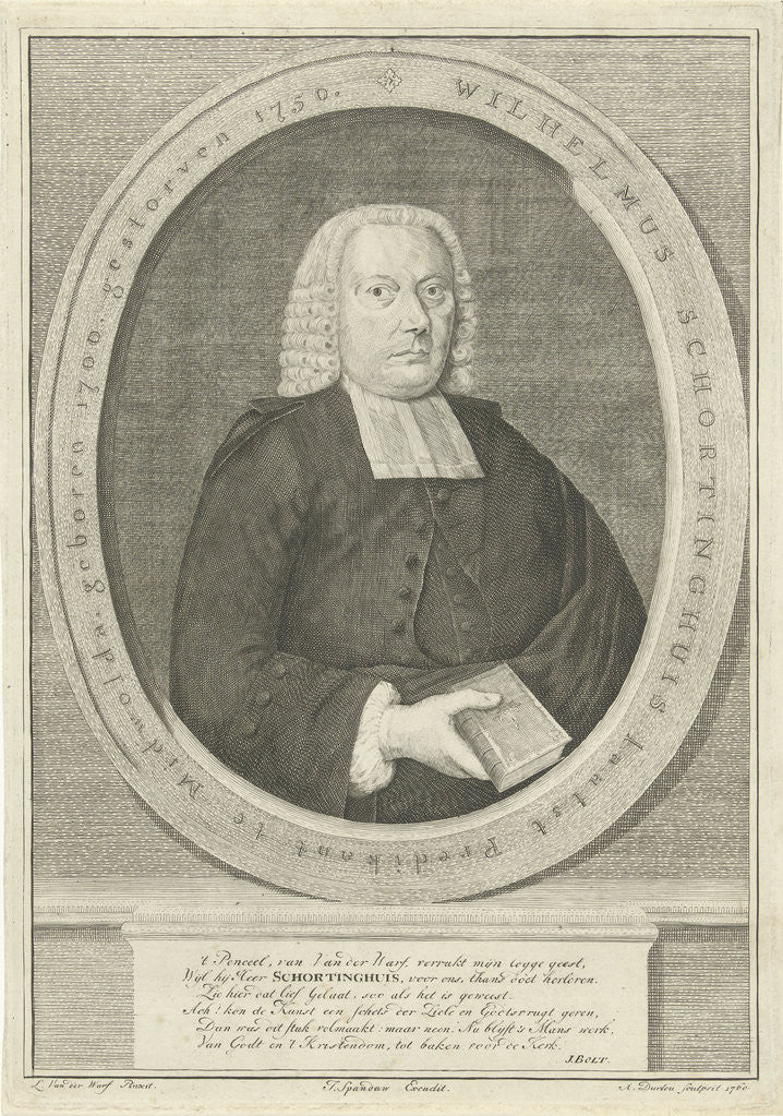 Detail of Portrait of the pastor Wilhelmus Schortinghuis, A. Durleu, Jurjen Spandaw by J. Bolt