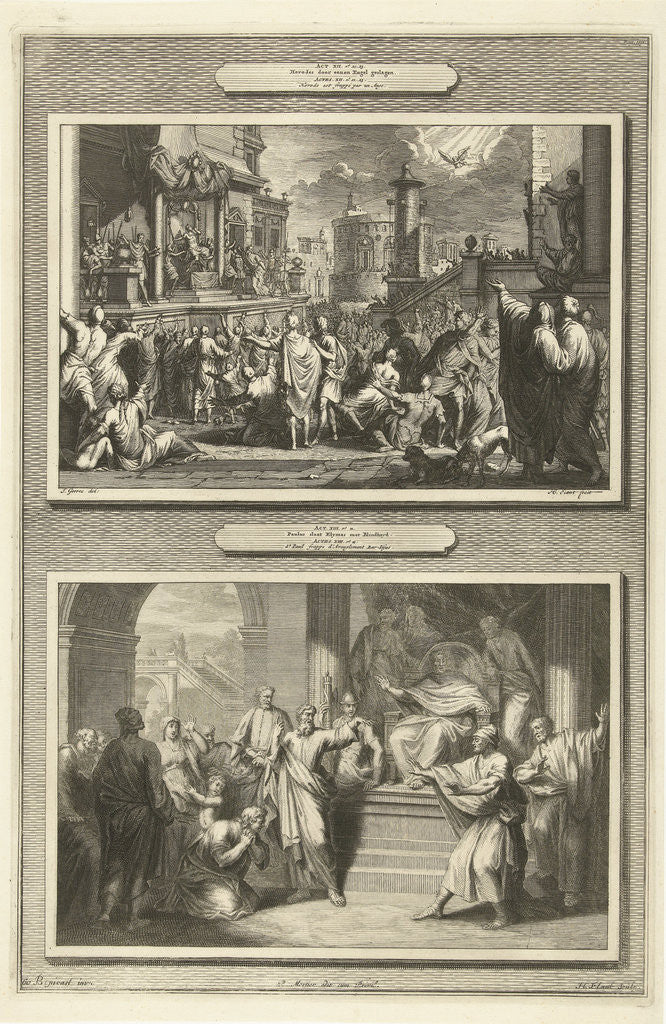 Detail of The death of Herod Agrippa and Paul beats BarJesus with blindness by Bernard Picart