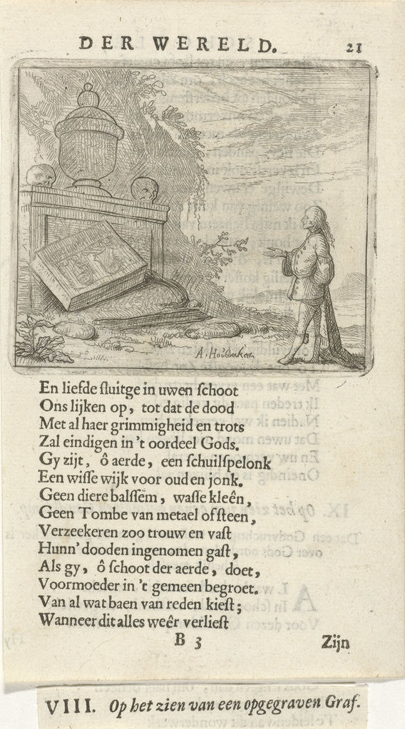 Detail of Standing man in an excavated tomb by Arnold Houbraken