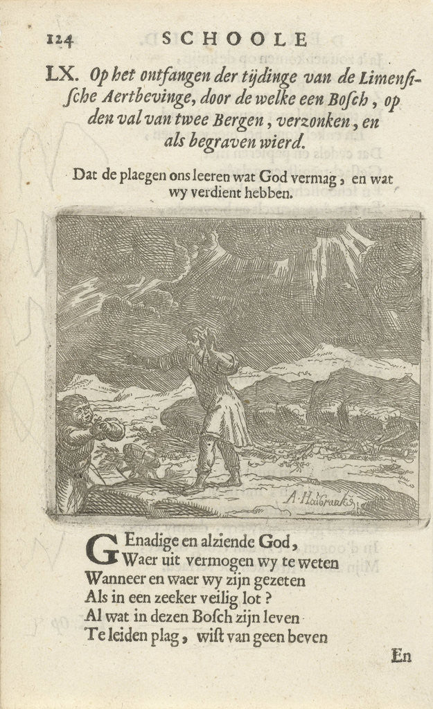 Detail of Figures in a landscape by storm by Arnold Houbraken