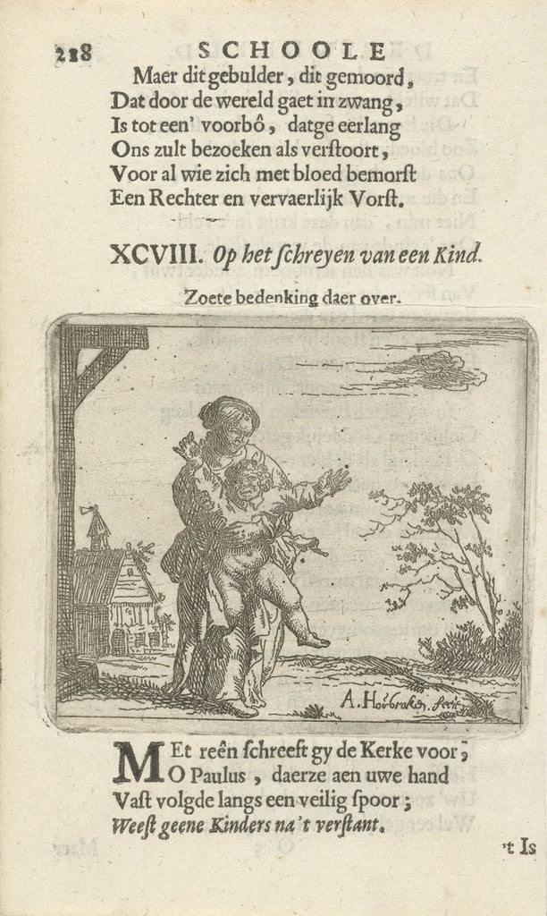 Detail of Woman with crying child by Arnold Houbraken