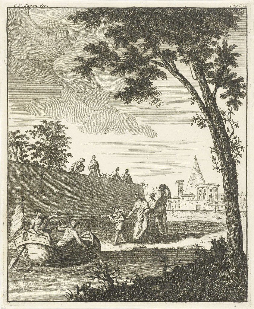 Detail of Landscape with boat by Cornelis van Jagen