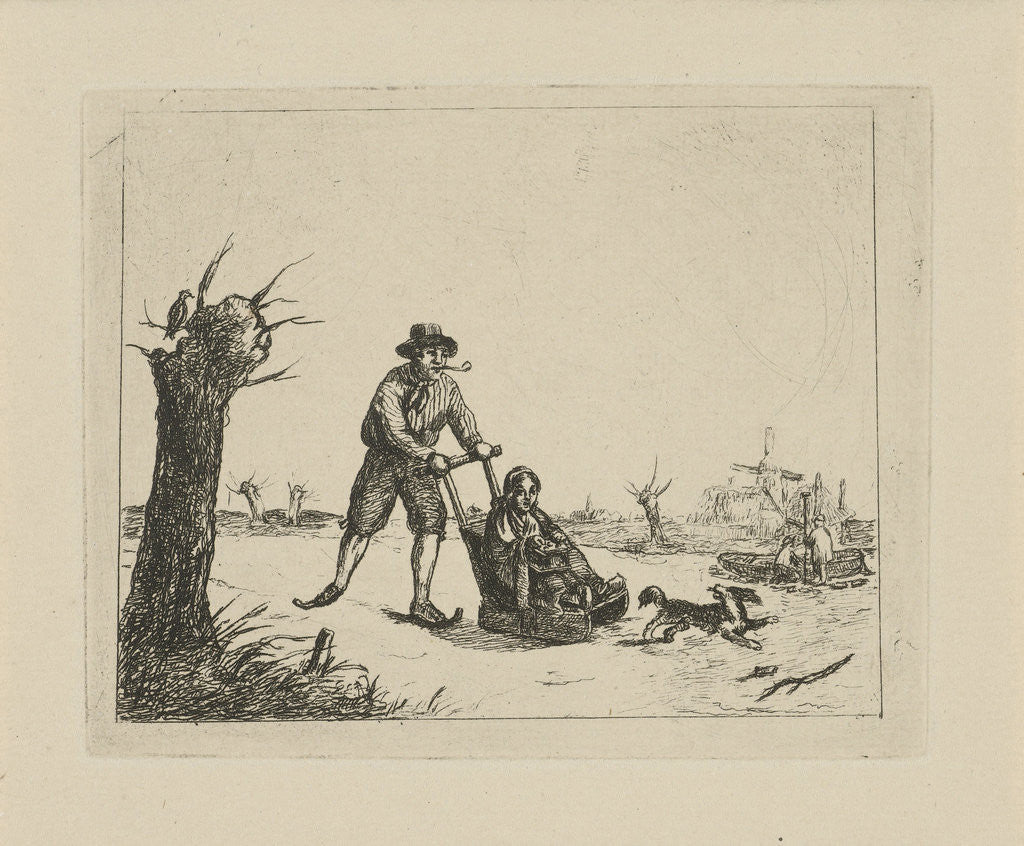 Detail of Winter landscape with skater by David van der Kellen II