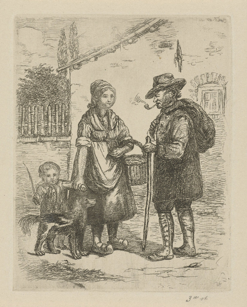 Detail of Farmer and his wife at a farm by David van der Kellen II