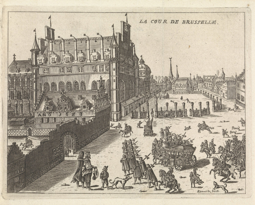 Detail of View of the court of Brussels, 1673 by Kemnitz