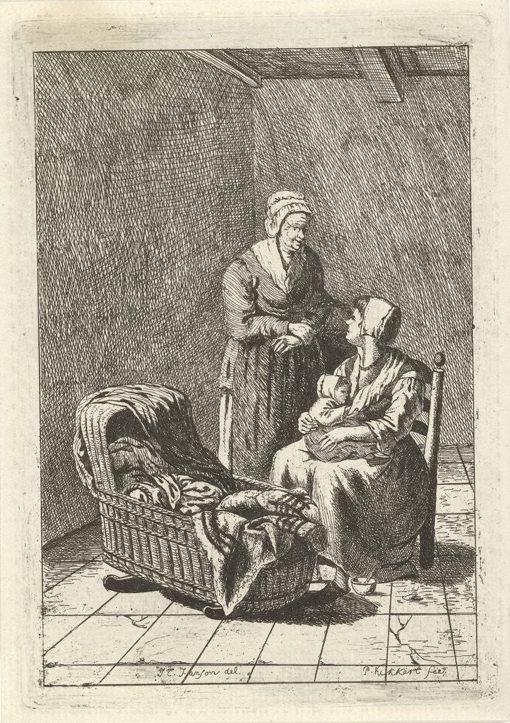Detail of Two women and a crib by Pieter Kikkert