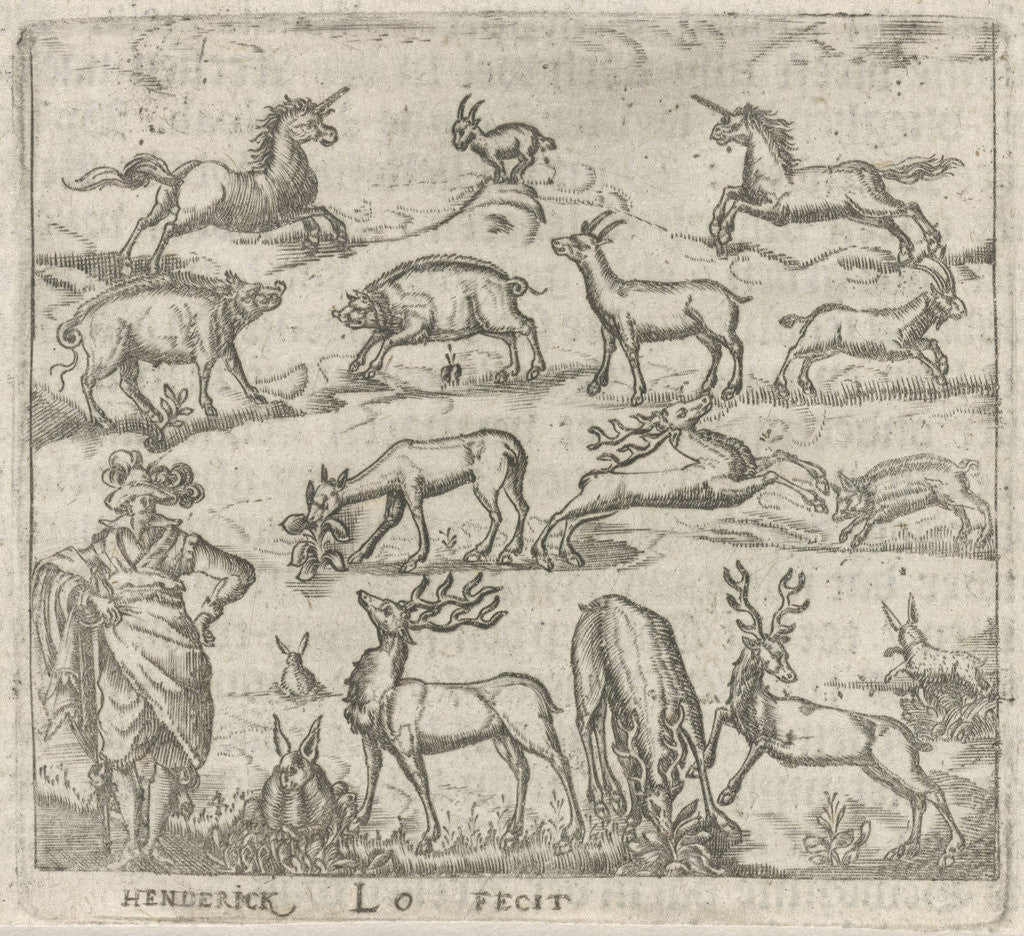 Detail of Various beasts by Hendrick Lodewyck