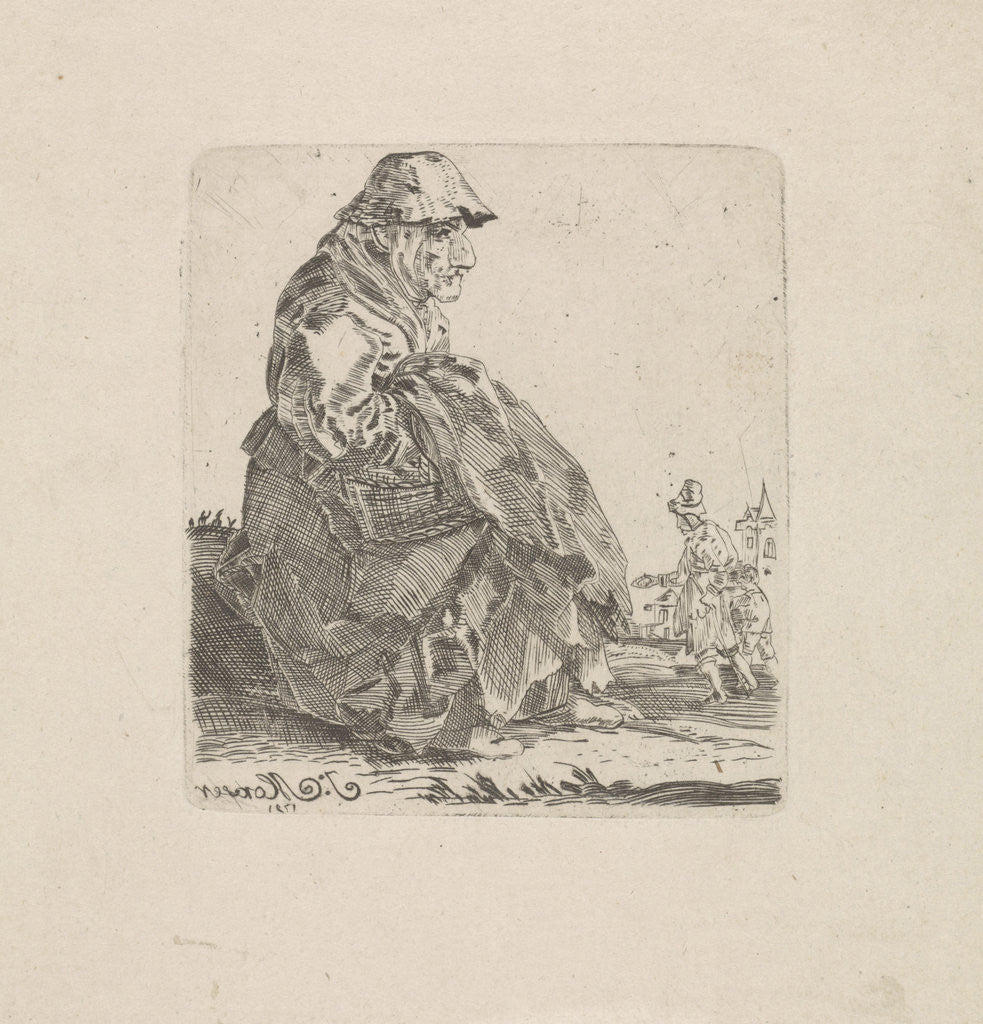 Detail of Sitting old woman by J. Moxser