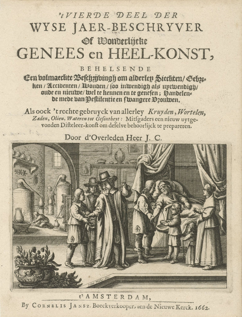 Detail of Preparation of drugs and bloodletting, Julius Milheuser by Cornelis Jansz Zwol