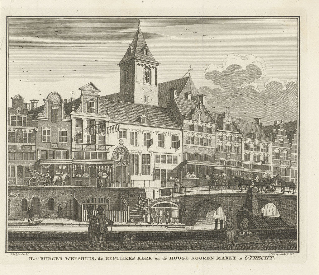 Detail of View of the Orphanage, the Reguliers Church and Korenmarkt Utrecht by Caspar Jacobsz. Philips