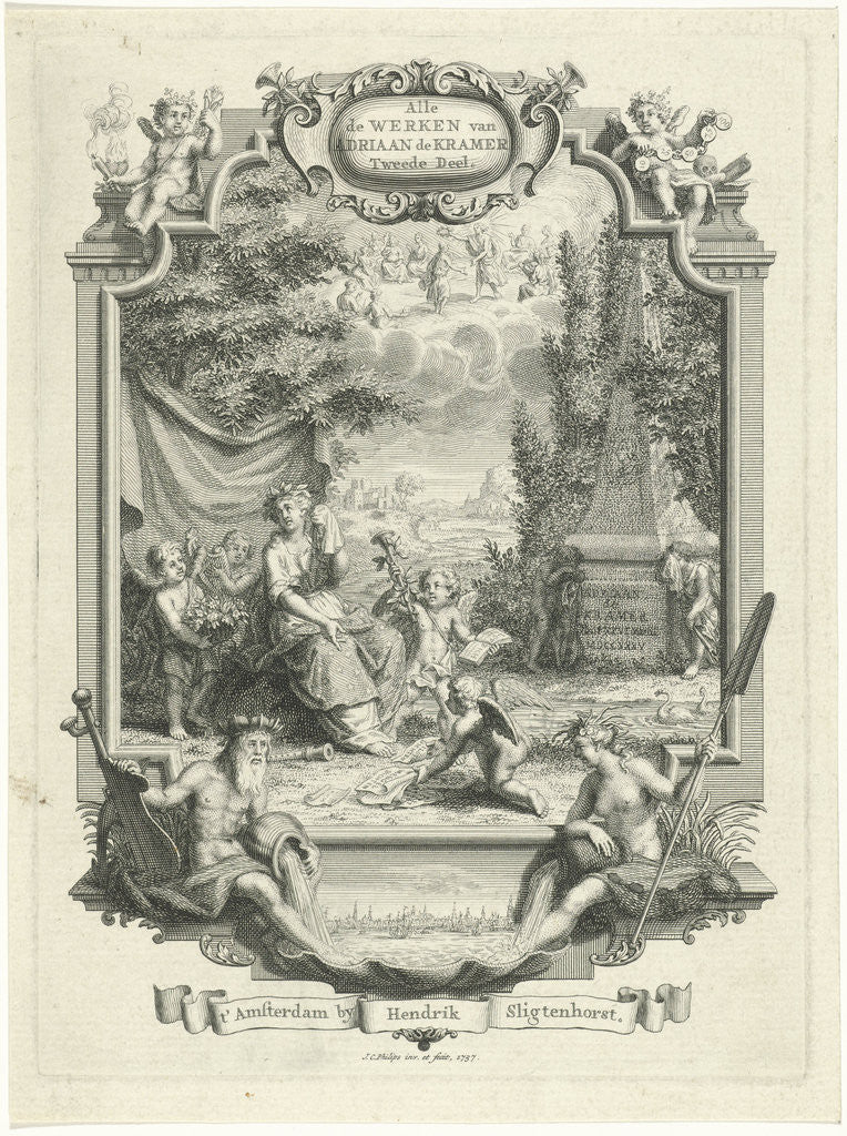 Detail of Poetry mourns the death of Adrian Kramer by Johannes Caspar Philips