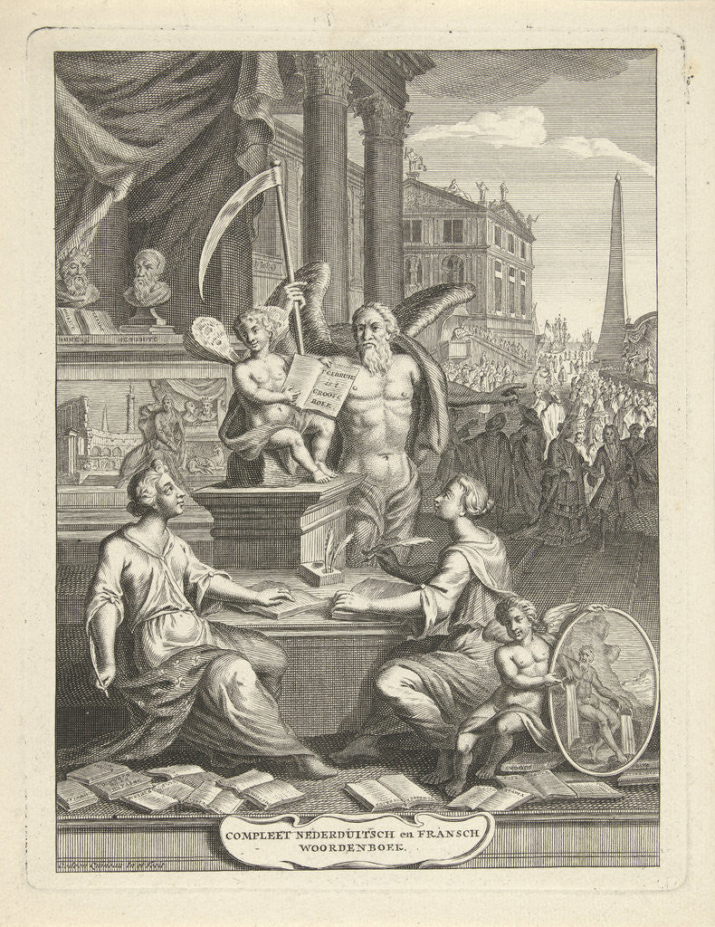 Detail of Title page of 'Complete Nederduitsch and French Dictionary' by Gideon Quineau