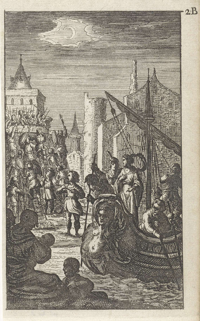 Detail of Galley at the storming of a castle by Gerrit van Goedesberg