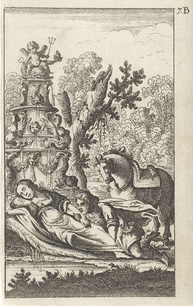 Detail of Hunter bends over a reclining woman by Gerrit van Goedesberg