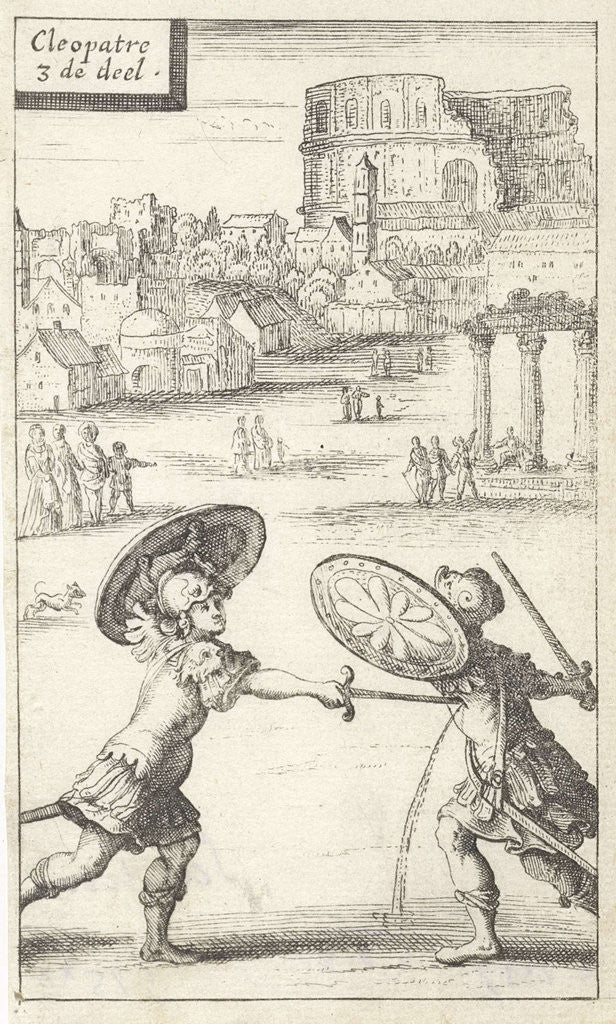 Detail of Two men fighting in armor by Gerrit van Goedesberg