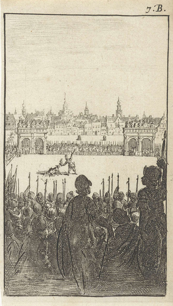 Detail of Battle between two armed men by Gerrit van Goedesberg