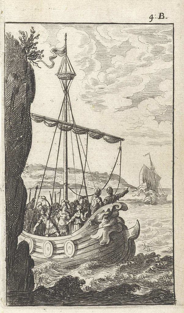 Detail of Two galleys with soldiers at sea by Gerrit van Goedesberg