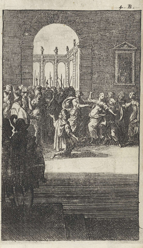 Detail of Soldier kneeling before a woman by Gerrit van Goedesberg