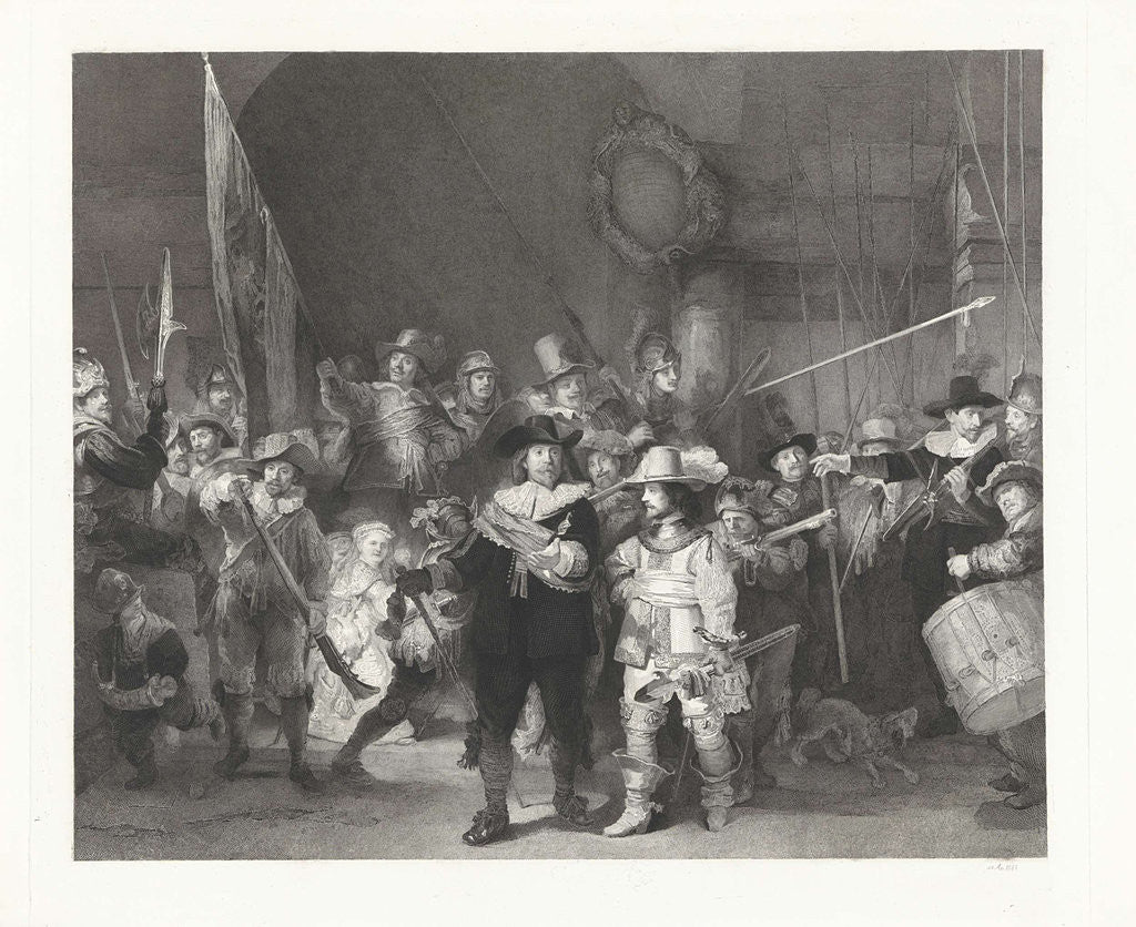 Detail of Captain Frans Banninck Cocq and Lieutenant Willem van Ruytenburch, known as the Night Watch by Johann Wilhelm Kaiser I
