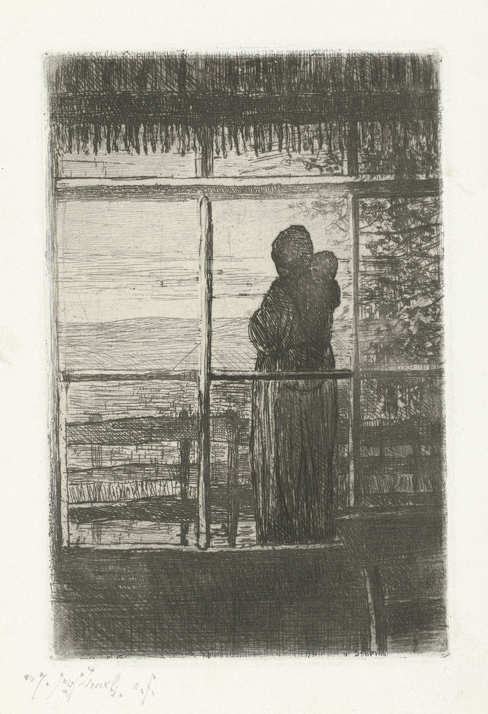 Detail of Waiting woman with child by Jozef Israëls