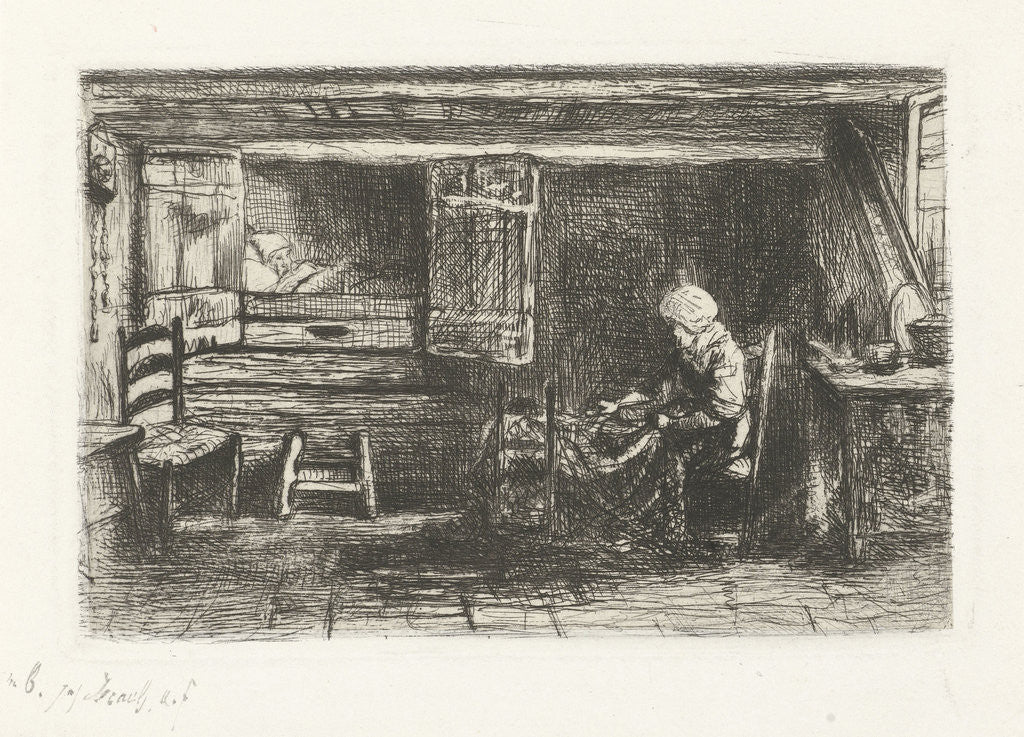 Detail of Two figures in an interior by Jozef Israëls