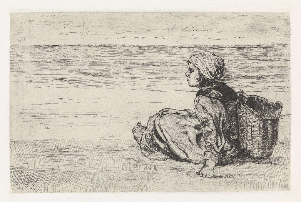 Detail of Girl at the seaside by Jozef Israëls