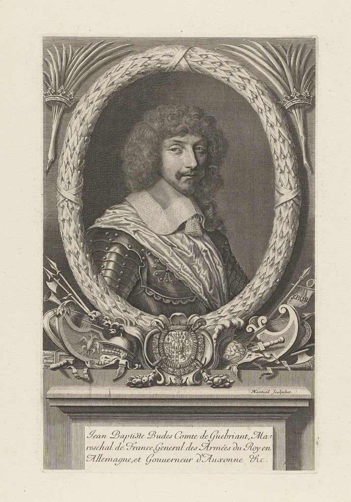 Detail of Portrait of Jean Baptiste Budes Earl of Guebriant by Robert Nanteuil