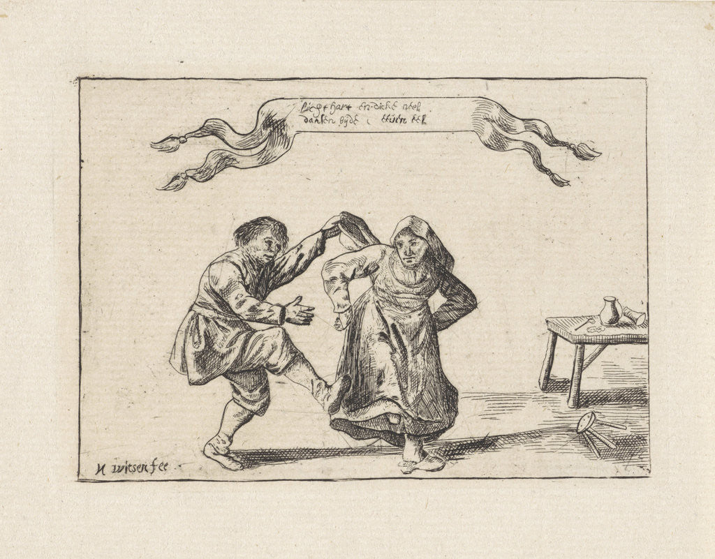 Detail of Dancing peasant couple by Pieter Nolpe