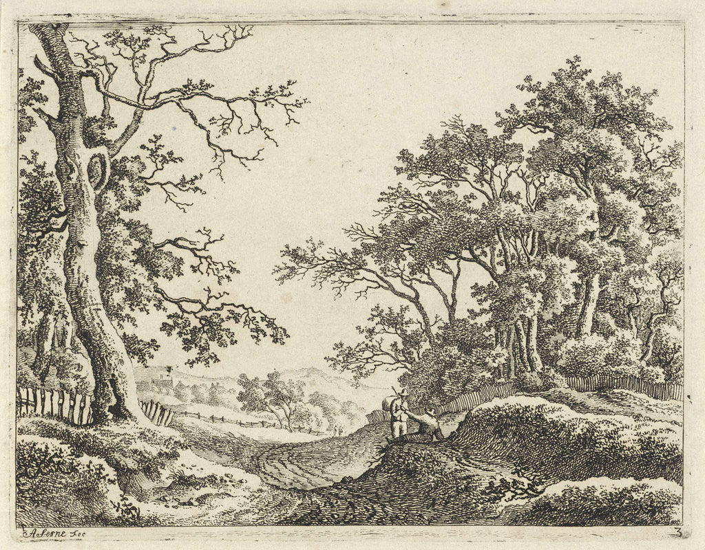 Detail of Hilly landscape by Adrianus Serne