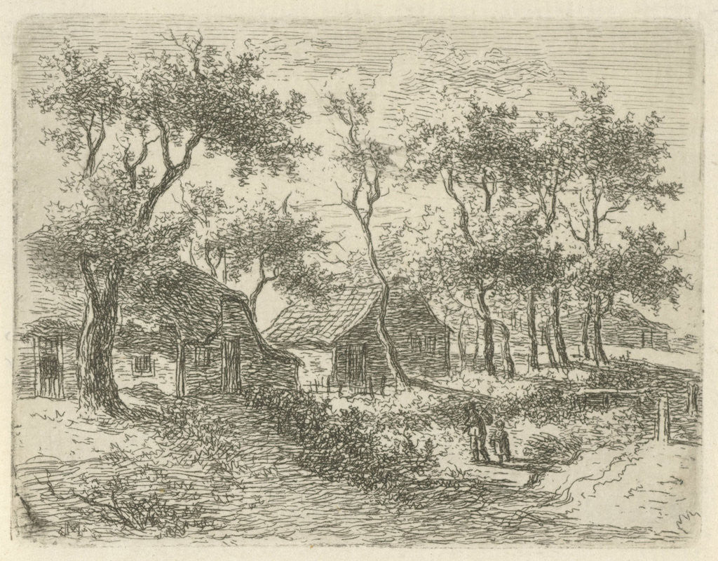 Detail of Farms among the trees by Gerrit Jan Michaelis