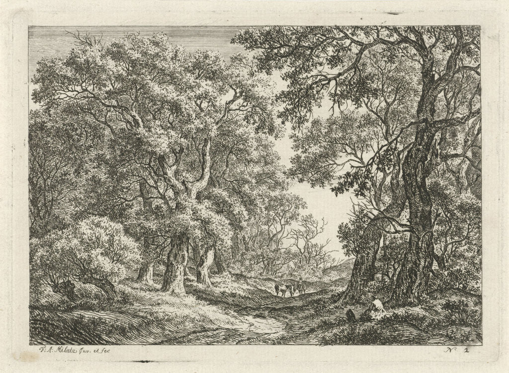 Detail of Road between trees by Franciscus Andreas Milatz