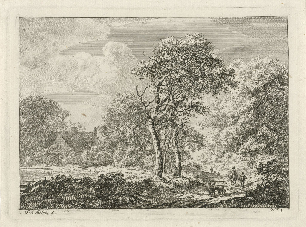 Detail of Landscape with Figures on a path by Franciscus Andreas Milatz