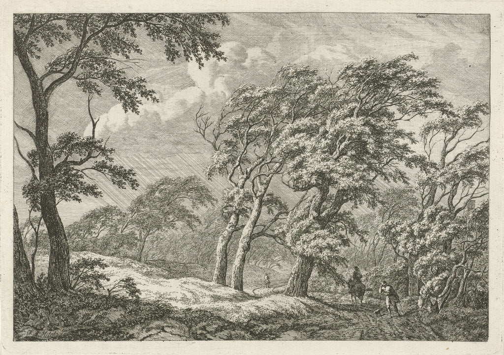 Detail of Landscape with storm and rain by Franciscus Andreas Milatz