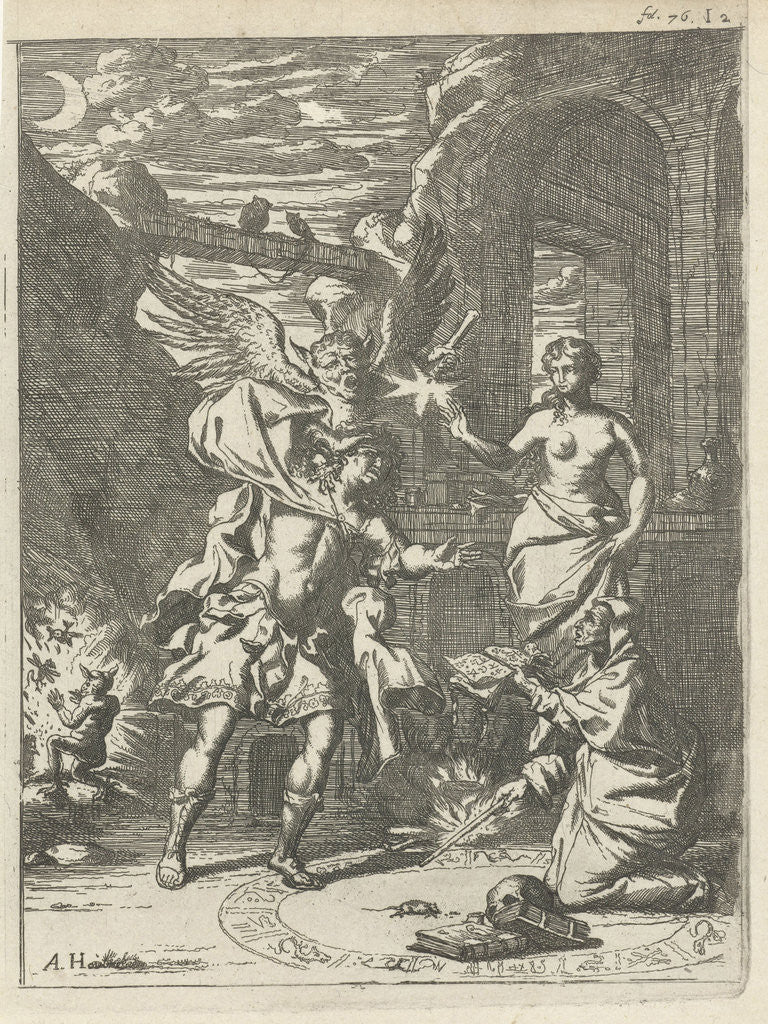 Detail of Warrior near a witch by Arnold Houbraken